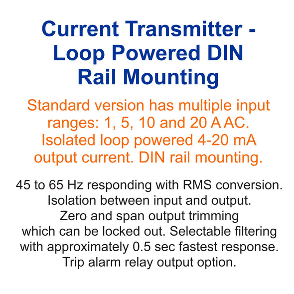 Loop Powered Current Transmitter - DIN Rail Mounting